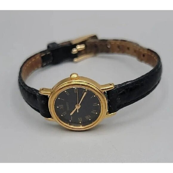 Vintage Seiko Ladies Quartz Watch V401-1409 Black Dial & 7\